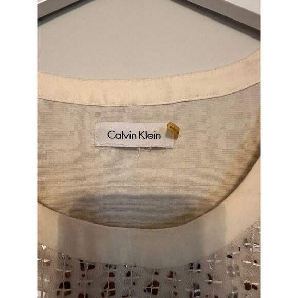 Calvin Klein Size 10 Cream Gold Sequin Tank Mini Dress Cocktail Party Birthday - Picture 3 of 10